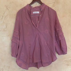anthropology shirt with sewn flowers